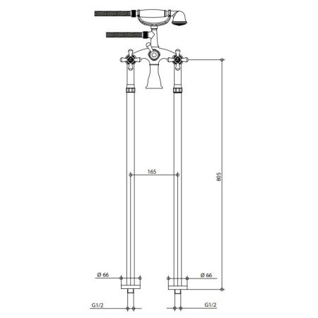Bongio Axel Смеситель для ванны, цвет золото, артикул 15528OR00