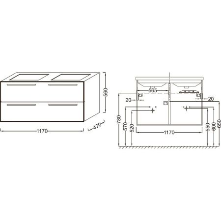 Тумба под раковину Jacob Delafon Struktura 117 EB1279-E13 подвесная Розовое дерево, артикул EB1279-E13
