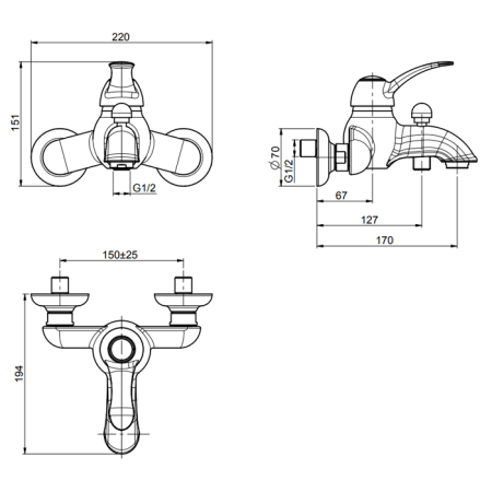 FIMA|Carlo Frattini Lamp Смеситель для ванны внешнего монтажа, цвет бронза, артикул F3304/1BR