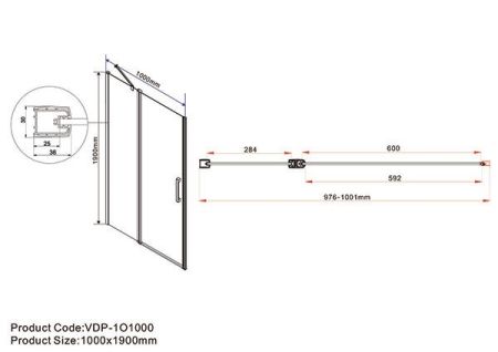 Душевая дверь Vincea Orta VPP-1O100CL 100x190 профиль Хром стекло прозрачное, артикул VPP-1O100CL