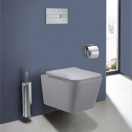 Унитаз подвесной Q-Line VT1-12MG безободковый, цвет матовый серый, ультратонкое  сиденье soft-close, артикул VT1-12MG