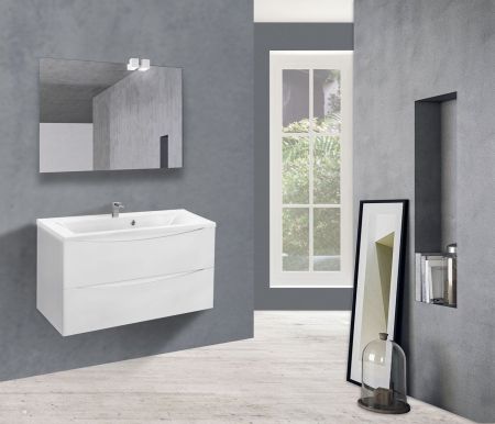 База под раковину Mia 900 подвесная, 2 выкатных ящика soft close, G.White, артикул VMC-2MA900GW