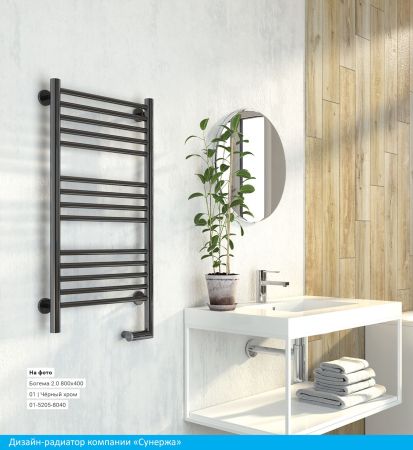 Полотенцесушитель электрический "БОГЕМА 2.0" прямая 600х500 / МЭМ правый (Матовый Чёрный), артикул 31-5205-6050