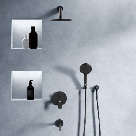 947510300 Apollo встраиваемая душевая система с ванно-душевым смесителем и изливом, чёрный, артикул 947510300