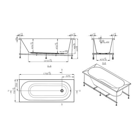 Ванна акриловая SMARTFLOW Oberon Solo SMF1877-1.7, 170x70 см, артикул SMF1877-1.7