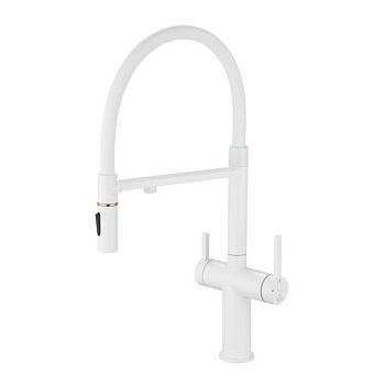 Смеситель для кухни с подключением фильтра для воды Rose R458C, белый