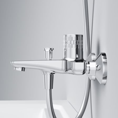 F90A10400 Gem Смеситель для ванны/душа с индикацией температуры, хром, шт., артикул F90A10400