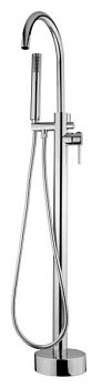 Emmevi Piper, однорычажный напольный смеситель для ванны на 1-й ногe, с набором для душа, цвет хром