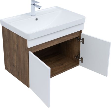 Тумба под раковину Aquanet Оптима 70 дуб рустикальный/белый сатин, артикул 00344792