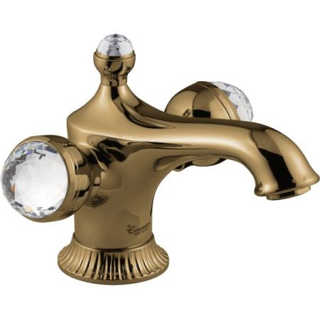 Смеситель The One для раковины. Металлические ручки + большие прозрачные кристаллы, цвет бронза