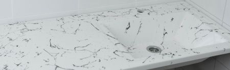 Раковина над стиральной машиной Мадлен 120 правая, белый мрамор