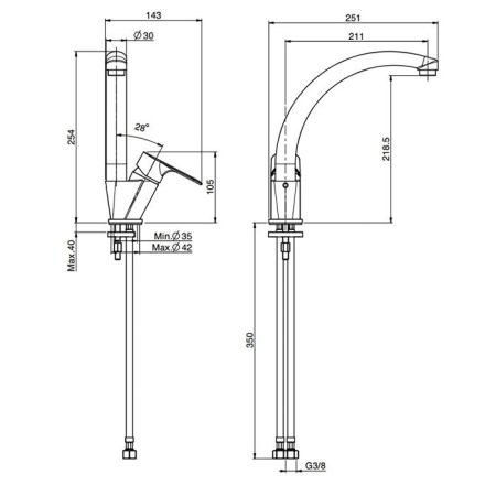 Fima Carlo Frattini Kitchen Смеситель для кухни, на 1 отв., Serie 22, цвет: хром, артикул F3847/2CR.ES