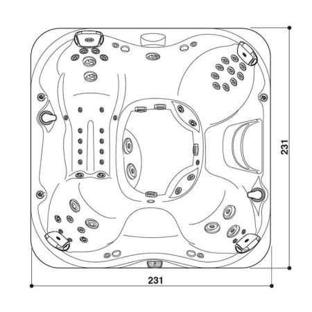 JACUZZI J375 Минибассейн 2310x2310x950 мм., отдельностоящий, Bluewave™ Stereo System, панели Modern hardwood, цвет Platinum (без крышки)