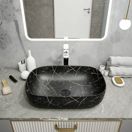 Раковина чаша Maretti FL13NS66-560MR, черный мрамор, артикул FL13NS66-560MR