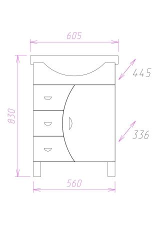 Тумба Onika Луна 60 напольная, белая (ум. Селигер 60), артикул 106005
