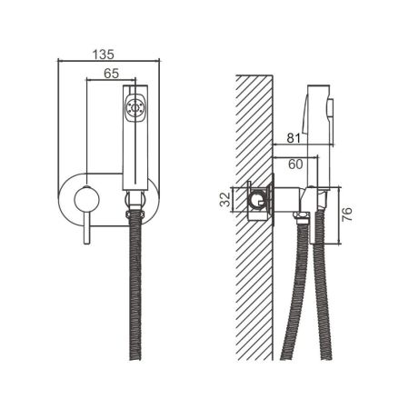 Гигиенический душ со смесителем BELZ B55807-3, оружейная сталь, артикул B55807-3