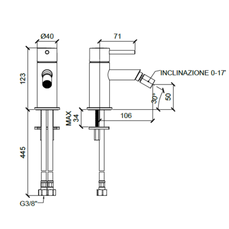 Смеситель для биде, Almar, тип открывания воды-однорычажный, тип регулирования воды-керамический картридж, отверстия для монтажа-1, высота, мм-123, вынос излива, мм-106, материал ручки-металл, цвет ручки-в цвет смесителя, донный клапан-отсутствует, тип по, артикул E214003.GM