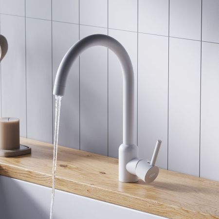 D3007033 Logic кухонный смеситель поворотный, белый, артикул D3007033