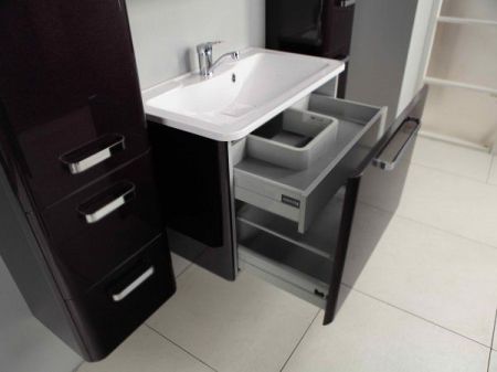 Тумба под раковину Акватон Валенсия 75 1A123601VAG30 глянцевая, белый жемчуг, артикул 1A123601VAG30