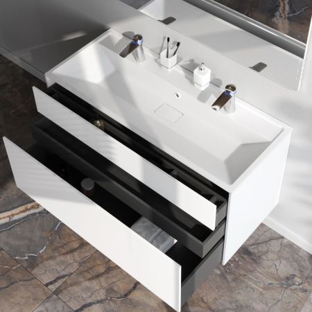 M50AFHX1203WM Inspire V2.0, База под раковину, подвесная, 120 см, 3 ящика, push-to-open, белый матов, артикул M50AFHX1203WM