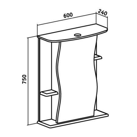 Зеркальный шкаф Runo правый Лилия 60 (00000000029), артикул 00000000029