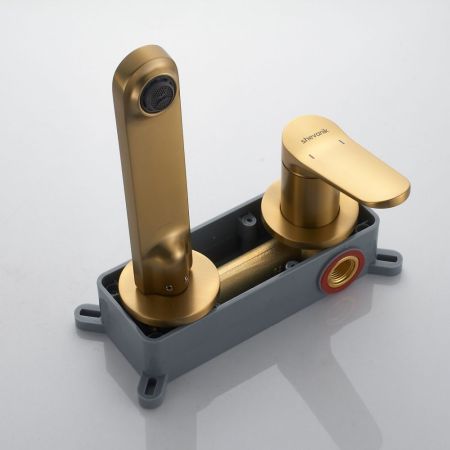 Смеситель для раковины встраиваемый Shevanik S4341G, золотой сатин, артикул S4341G