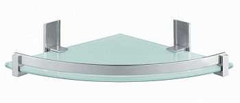 Gedy, стеклянная полукруглая 1-уровневая полка с бортиком (26х26хh5,8), цвет зачищенный хром