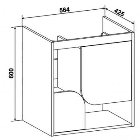 Тумба под раковину Runo Сити 60 4620750028770 подвесная Скандинавский Дуб Белая