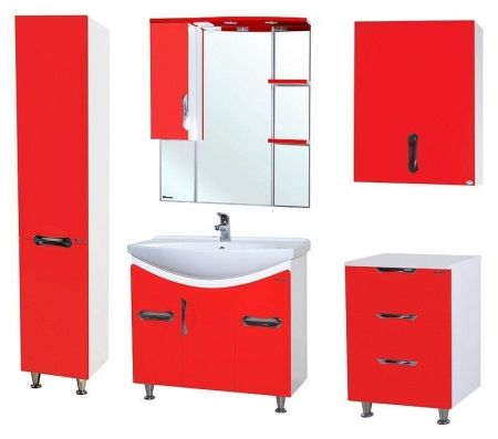 Шкаф пенал Bellezza Лагуна 35 L 4622107082039 с бельевой корзиной L Красный Белый, артикул 4622107082039