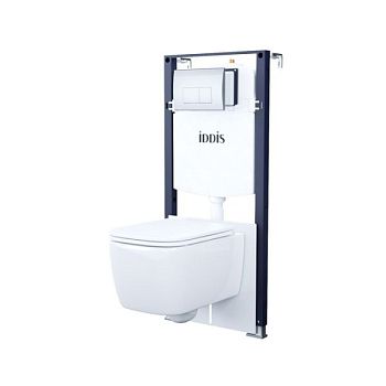 Комплект 3в1: подвесной унитаз, инсталляция и клавиша смыва, IDDIS, BASBR01i73