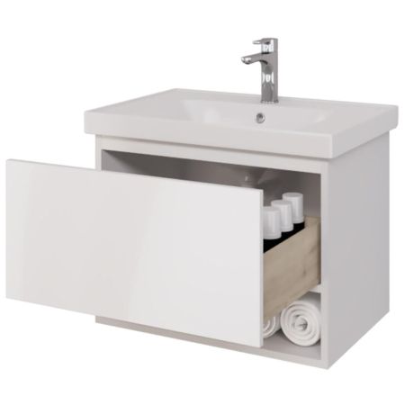 Тумба с раковиной подвесная Dreja Perfecto 70 см, белый, артикул 99-0807-com