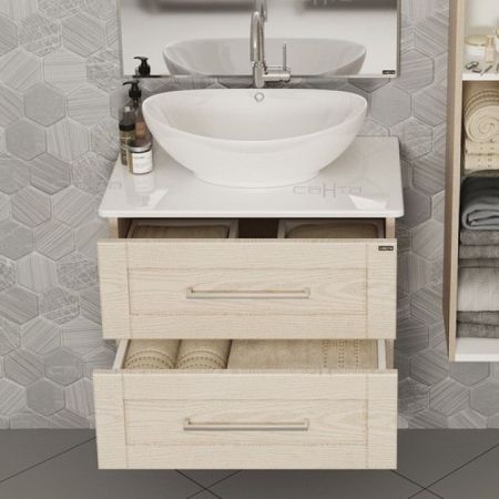 Тумба для умыв. "Венера 70" дуб бежевый, со столешницей, подвес. (ум Гамма 56), артикул 221008