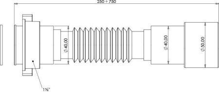Гибкое соединение Aquanet 1 1/2'' x 40/50мм