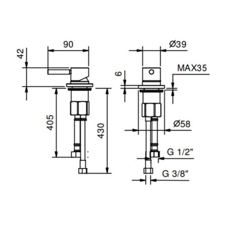 Fantini Nostromo Управление на борт ванны, цвет: черный матовый, артикул 50 13 E895