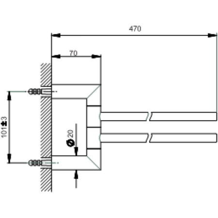 CISAL System Полотенцедержатель двойной 40 см, цвет хром, артикул SY09021021