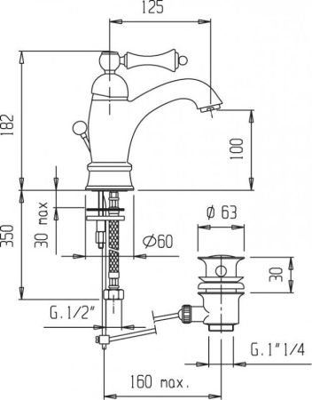 Смеситель для раковины Cezares Margot MARGOT-LSM1-A-02-Bi Бронза/белый, артикул MARGOT-LSM1-A-02-Bi