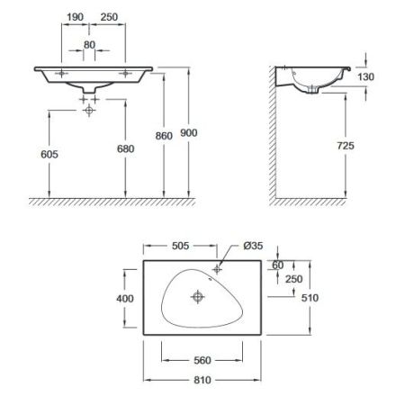 EXAR112-Z-00 раковина мебельная NOUVELLE VAGUE /80/ (белая), артикул EXAR112-Z-00