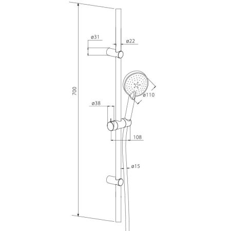 918100000 Origin One душевой комплект:  ручной душ d - 100 мм, 3 функции, артикул 918100000