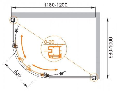 Душевой уголок CEZARES ANIMA RH-2, артикул ANIMA-W-RH-2-120/100-P-Cr-R
