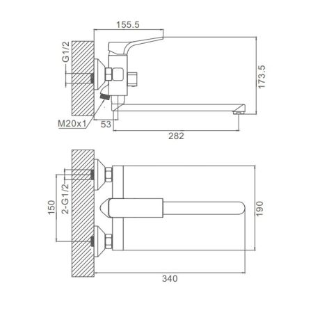 Смеситель для ванны Prohanss P62.22.03, золотой сатин