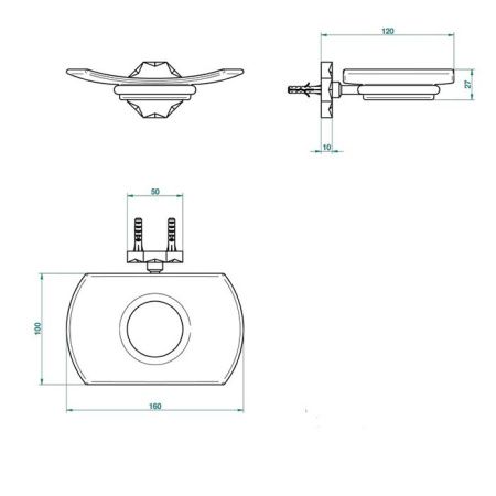 THG NIHAL PORCELAINE IVOIRE Мыльница стеклянная, настенный монтаж, цвет Soft gold