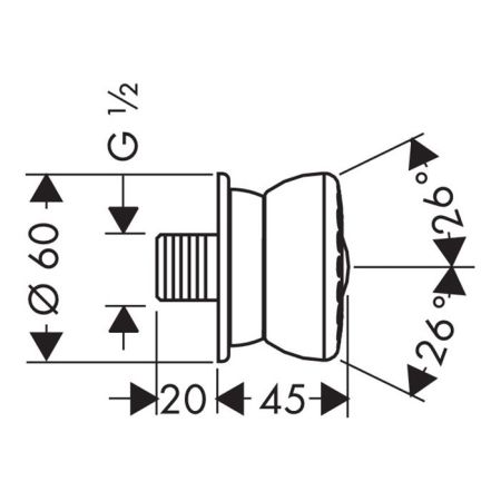 HG Bodyvette Боковая форсунка, 1jet, G1/2, цвет: хром, артикул 28466000