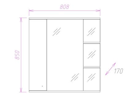 Шкаф-зеркало Onika Эльбрус 80 белый, правый, с подсветкой