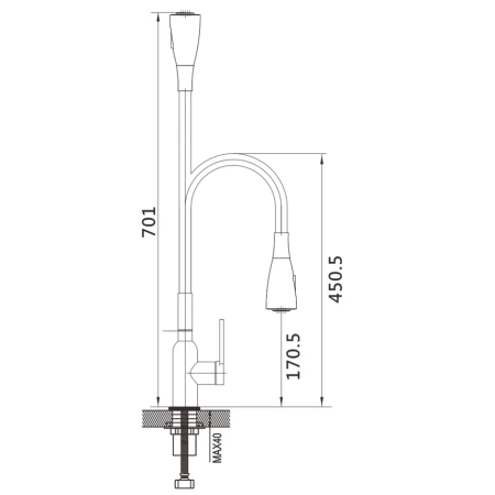 Смеситель для кухни с гибким изливом Shevanik S843-9, хром/серый