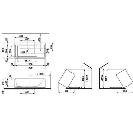 Laufen Kartell Ванна 1700x860x440мм, свободностоящая, с слив-переливом с подсветкой,  сист. подъема, материал: композит, цвет: белый, артикул 2.2433.2.000.616.1