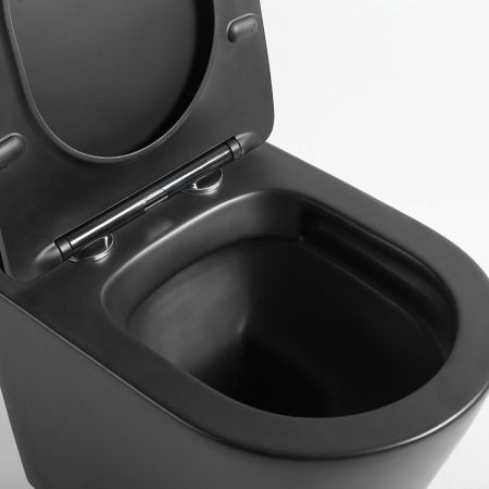 Унитаз подвесной Piatti VT1-11SMB, цвет черный матовый, ультратонкое soft-close сиденье, артикул VT1-11SMB