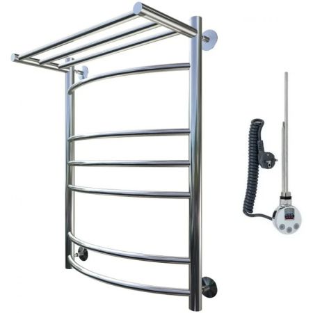 Электрический полотенцесушитель Тругор Приоритет 3 элТЭН 80x60 с полкой Хром, артикул Приоритет3/элТЭН8060П