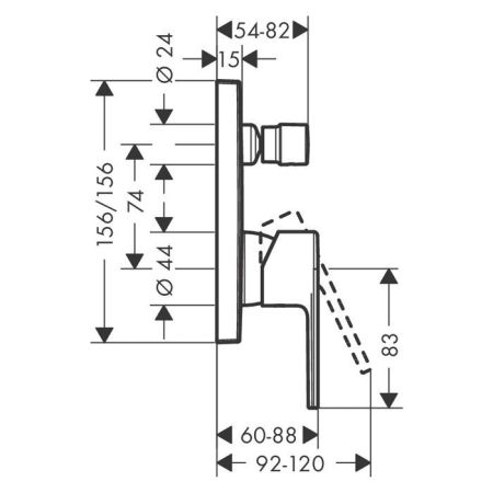 Смеситель для душа, Hansgrohe, Vernis Shape, на 2 потребителя, тип открывания воды-однорычажный, тип регулирования воды-керамический картридж, монтаж-настенный встраиваемый, отверстия для монтажа-1, внутренняя часть-необходимо заказать, цвет-хром, артикул 71468000