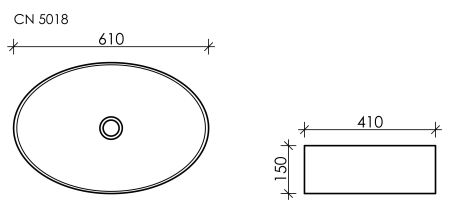 Умывальник чаша накладная овальная Element 610*410*150мм CN5018
