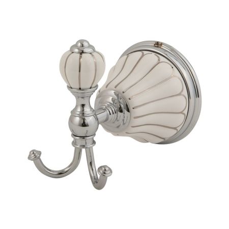 OLIVIA Крючок, керамика белая с декором платина, хром, артикул 17554